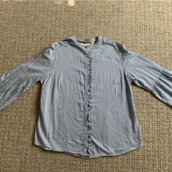 Boden Blue Striped Button Down Shirt with full flowing arms after elbow - Picture 8 of 8